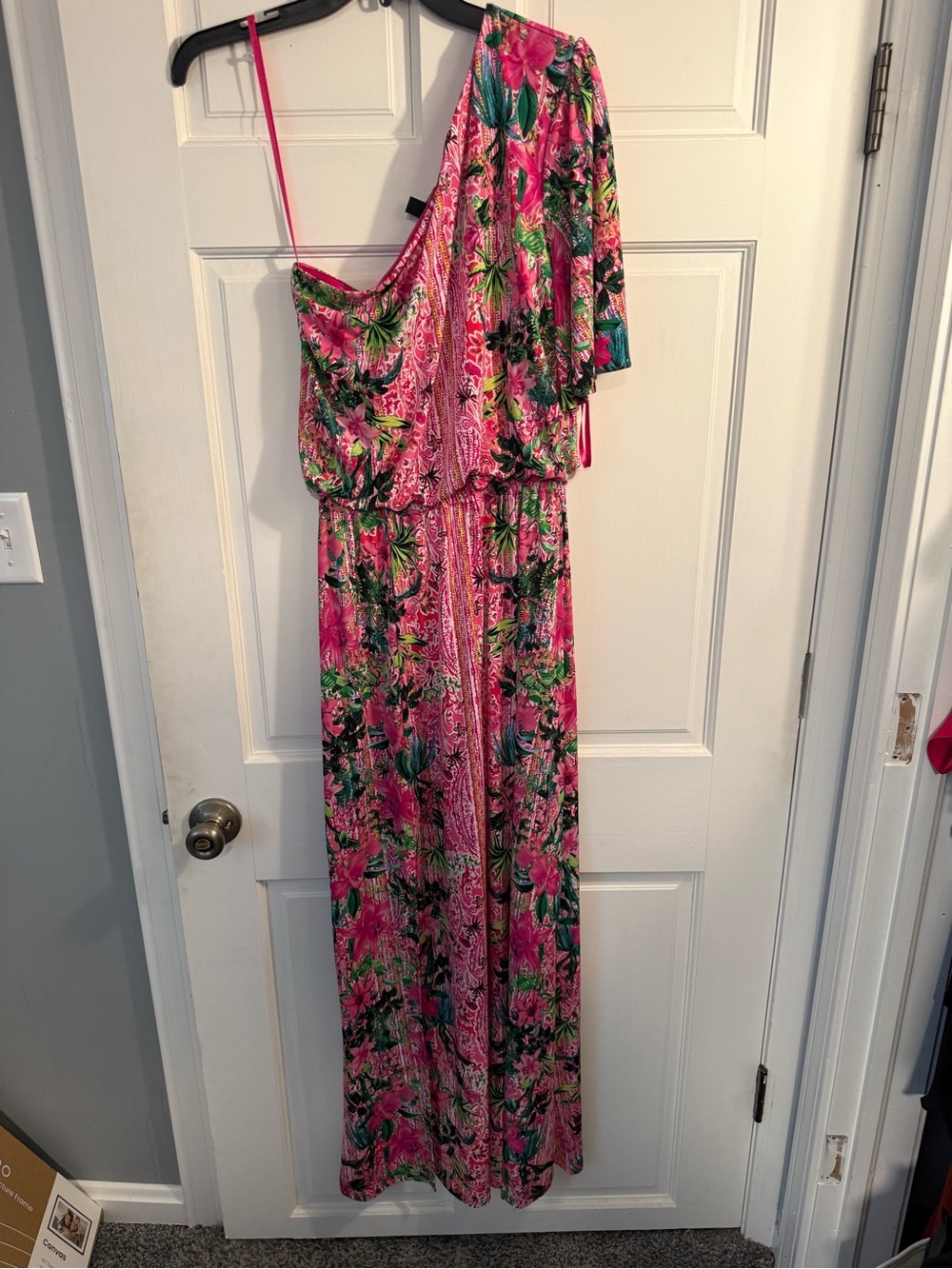INC International Concepts Pink Floral One-Shoulder Maxi Dress
